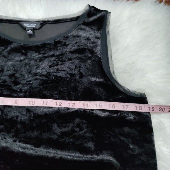 Simply Vera Vera Wang Black Velvet & Sheer Burnout Sleeveless Tunic Top Medium - Picture 10 of 13